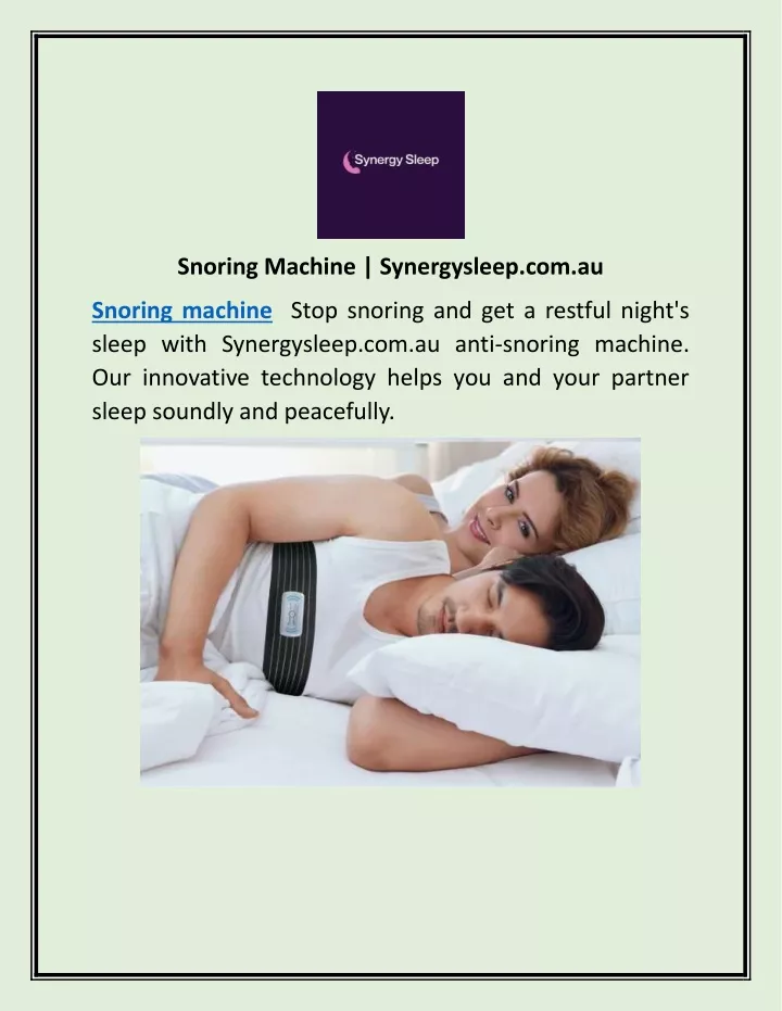 snoring machine synergysleep com au