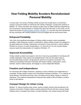 How Folding Mobility Scooters Revolutionized Personal Mobility