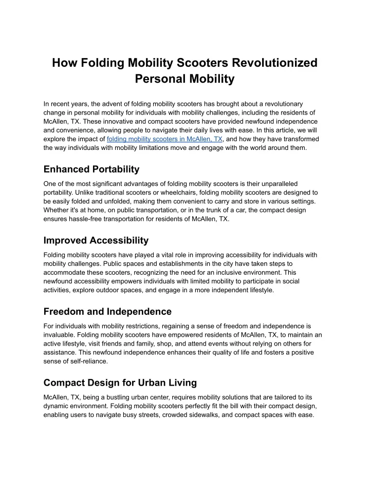 how folding mobility scooters revolutionized