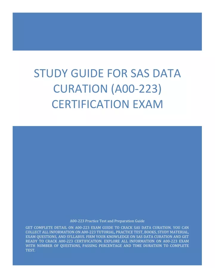 study guide for sas data curation
