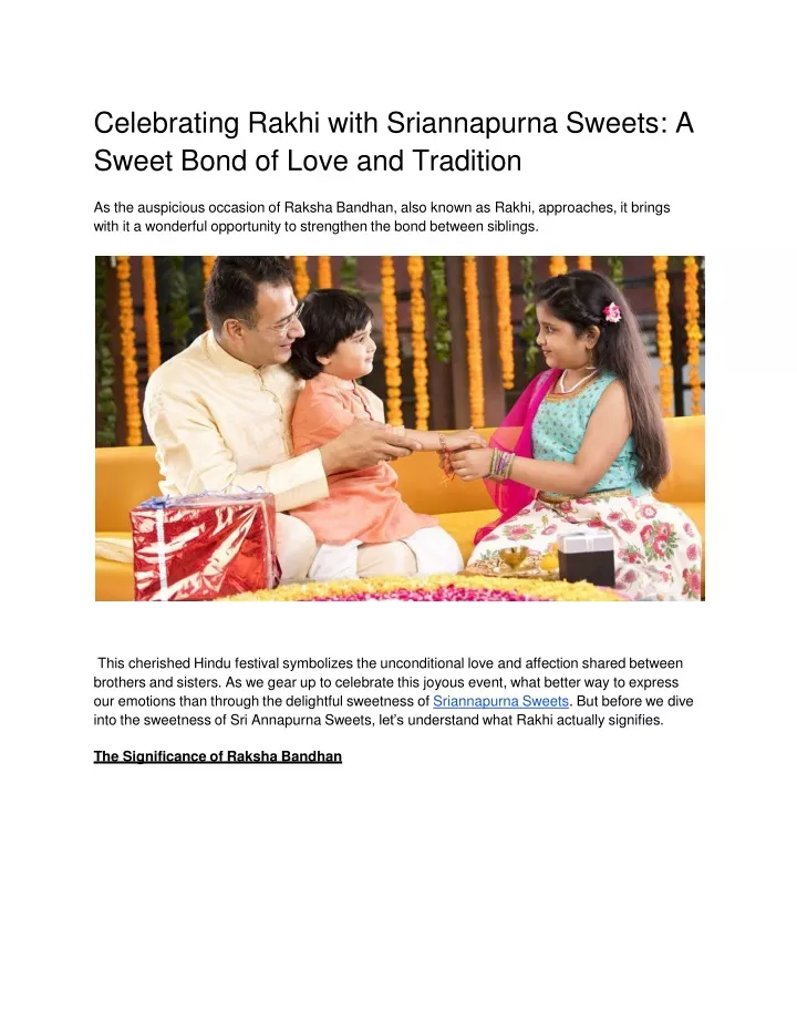 celebrating rakhi with sriannapurna sweets a sweet bond of love and tradition