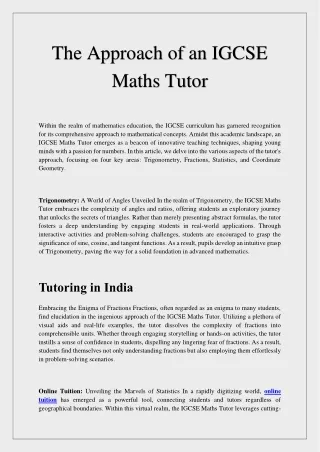 the approach of an igcse maths tutor