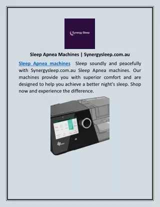 Sleep Apnea Machines | Synergysleep.com.au