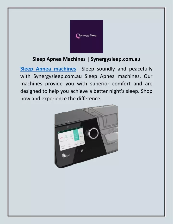 sleep apnea machines synergysleep com au