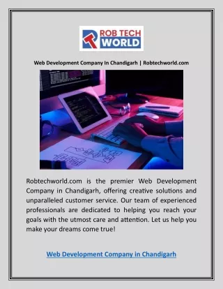 Web Development Company In Chandigarh | Robtechworld.com