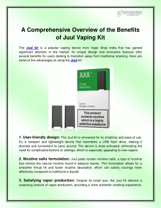 a comprehensive overview of the benefits of juul