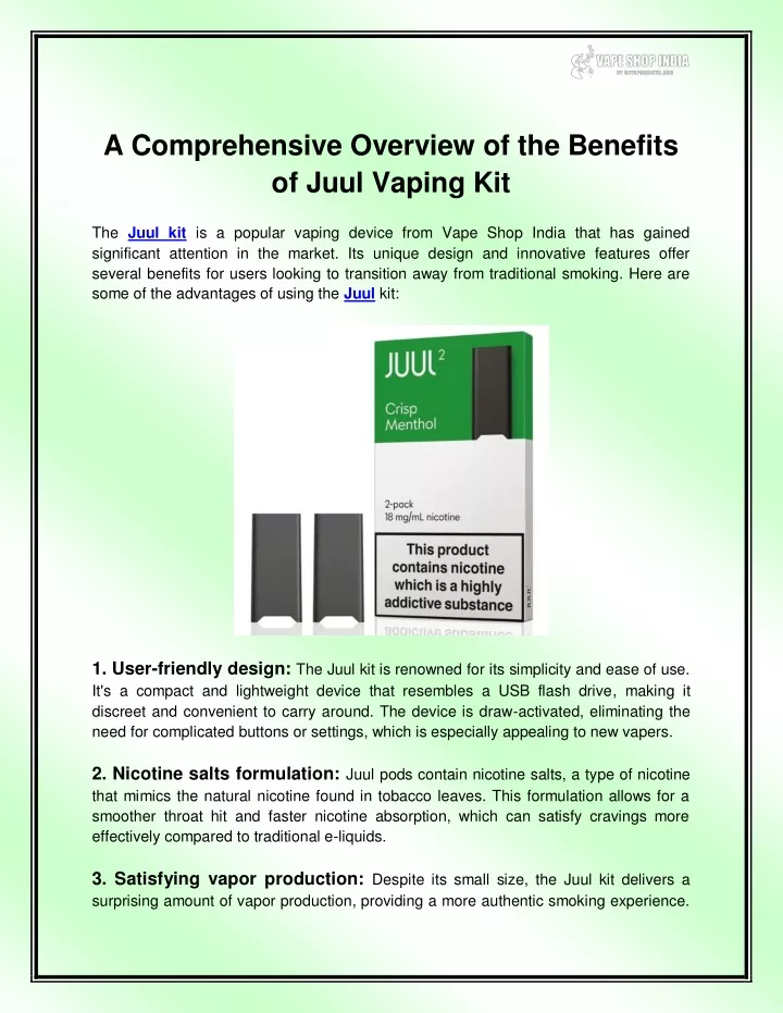 a comprehensive overview of the benefits of juul