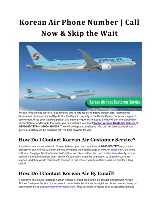 Korean Air Phone Number _ Call Now & Skip the Wait