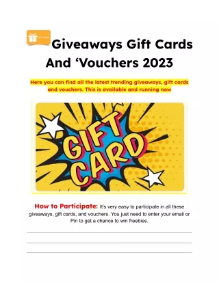 Giveaways, Gift Cards And Vouchers 2023