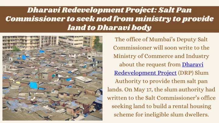 dharavi redevelopment project salt