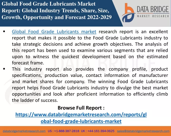 global food grade lubricants market report global
