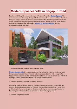 Modern Spaaces Villa in Sarjapur Road