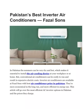 Pakistan’s Best Inverter Air Conditioners — Fazal Sons