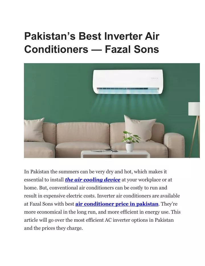 pakistan s best inverter air conditioners fazal