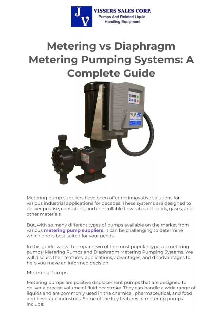 metering vs diaphragm metering pumping systems