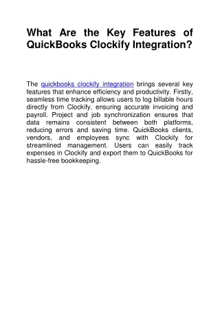what are the key features of quickbooks clockify