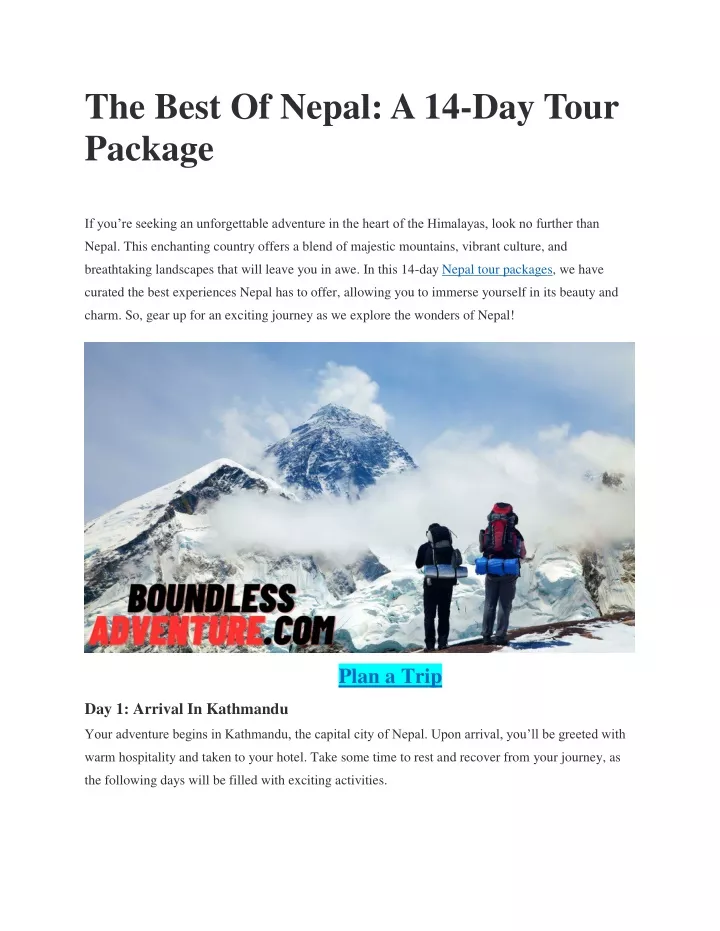 the best of nepal a 14 day tour package