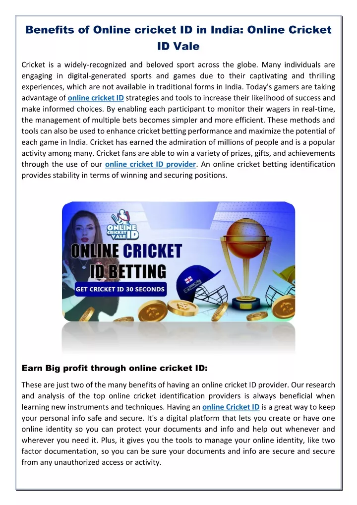 benefits of online cricket id in india online