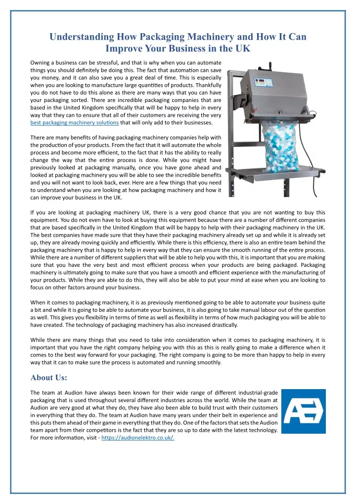 understanding how packaging machinery