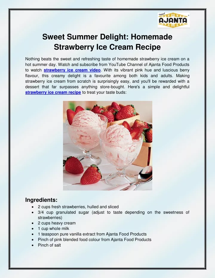 sweet summer delight homemade strawberry