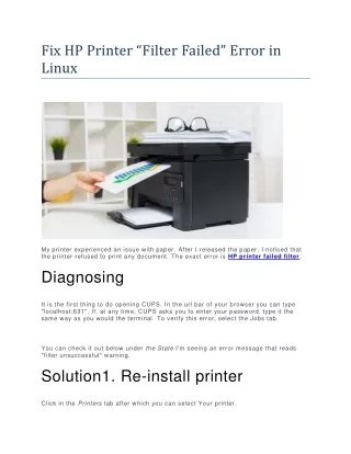Fix HP Printer “Filter Failed” Error in Linux