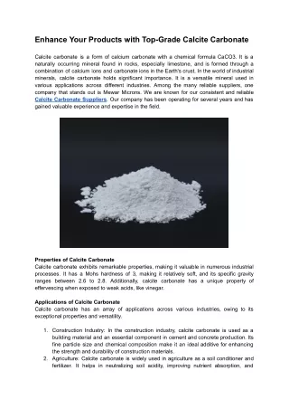 enhance your products with top grade calcite
