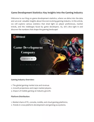 game development statistics key insights into