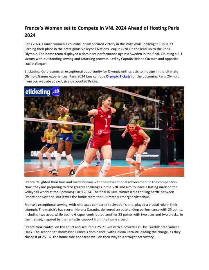 france s women set to compete in vnl 2024 ahead