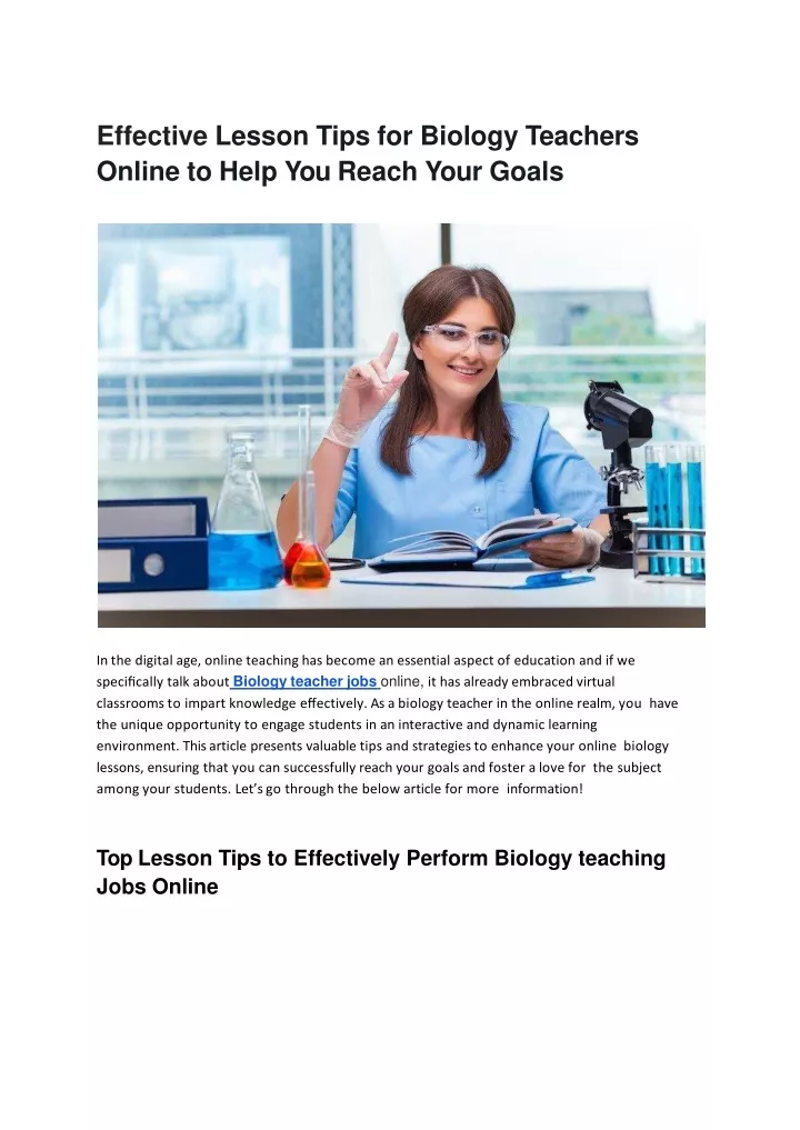 effective lesson tips for biology teachers online