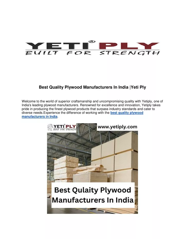 best quality plywood manufacturers in india yeti
