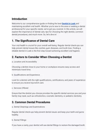 Dentist in Leek - Your Guide to Oral Health in Leek (1)