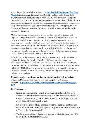 Future Prospects of Soft Touch Polyurethane Coatings: US$ 17,429 Million by 2033