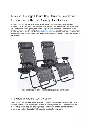 6 Recliner Lounge Chair_ The Ultimate Relaxation Experience with Zero Gravity Tool Holder