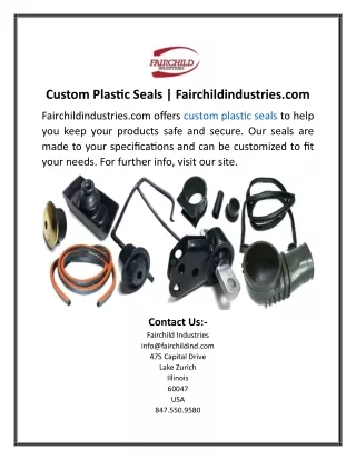 custom plastic seals fairchildindustries com