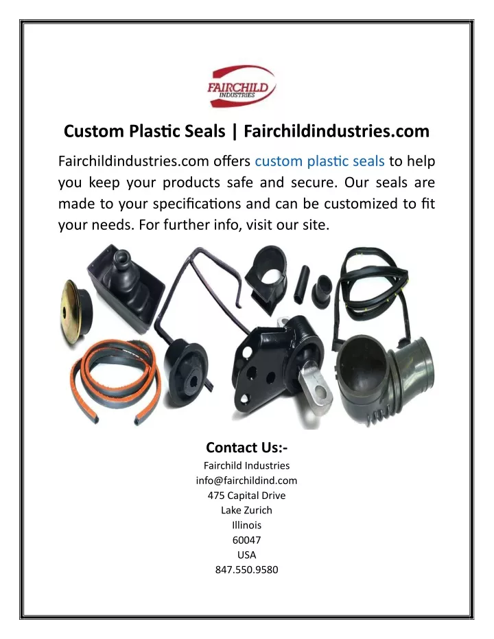 custom plastic seals fairchildindustries com