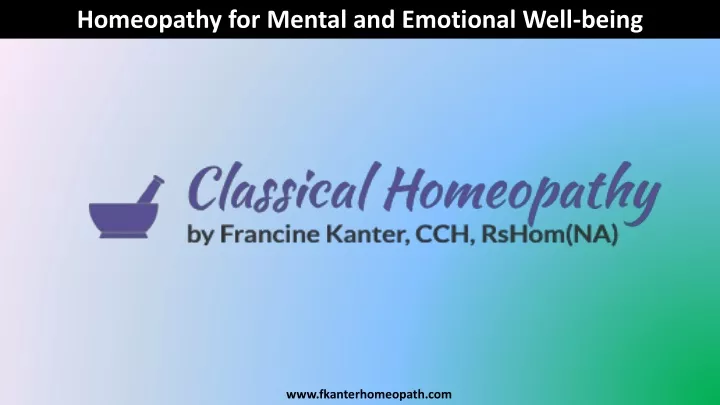 homeopathy for mental and emotional well being
