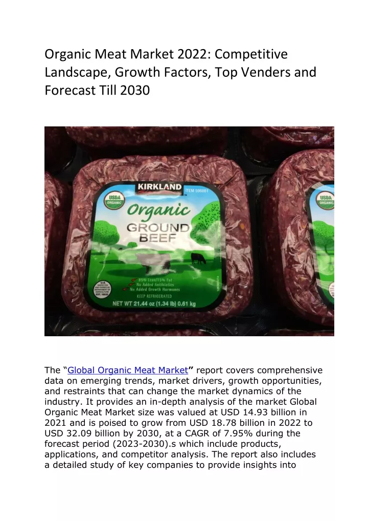 organic meat market 2022 competitive landscape