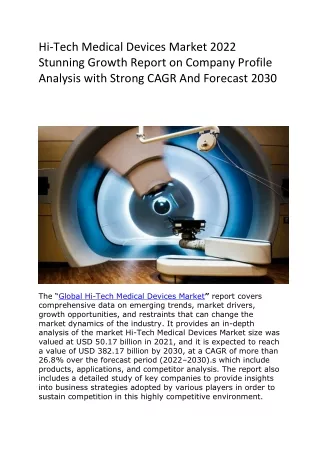 hi tech medical devices market 2022 stunning