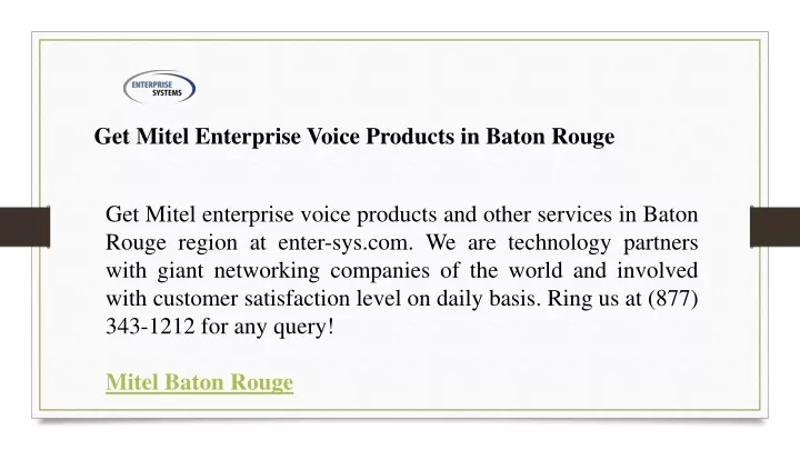get mitel enterprise voice products in baton rouge
