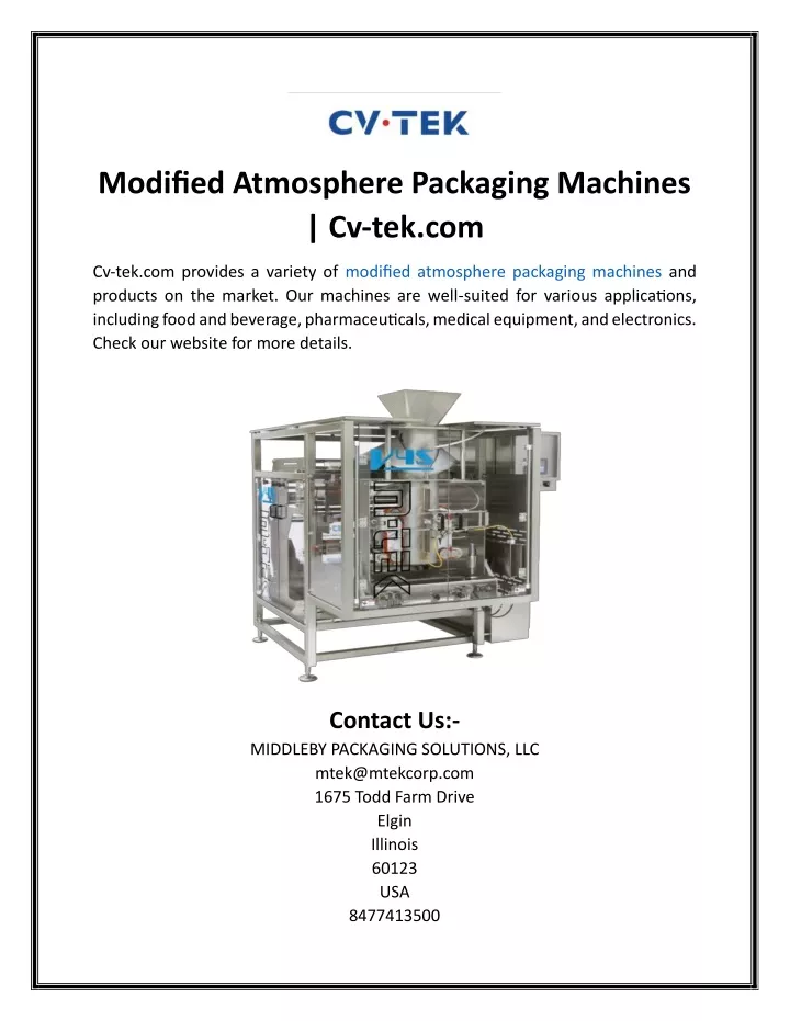 modified atmosphere packaging machines cv tek com