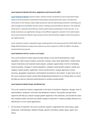 lynch syndrome market end users application