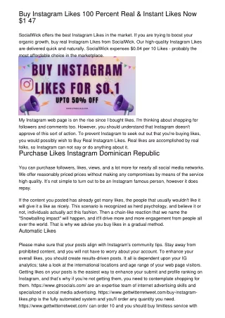 Buy Instagram Likes 100 Percent Real & Instant Likes Now $1 47