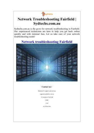 Network Troubleshooting Fairfield Sydtechs.com.au