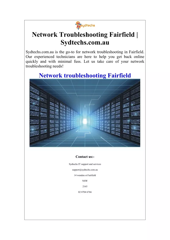 network troubleshooting fairfield sydtechs com au