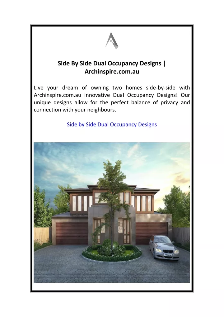 side by side dual occupancy designs archinspire