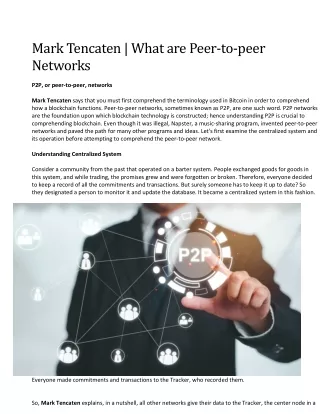 What are Peer-to-peer Networks