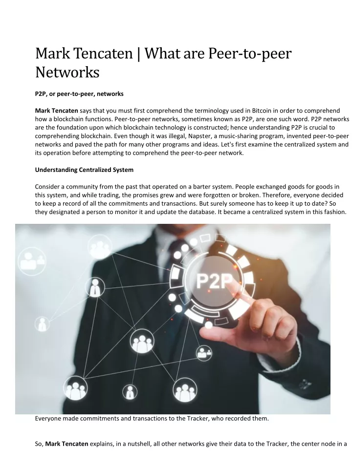 mark tencaten what are peer to peer networks