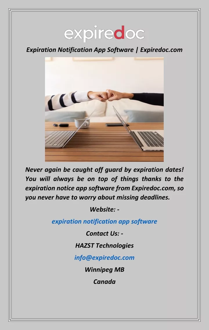 expiration notification app software expiredoc com