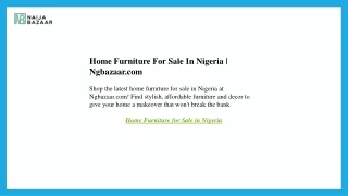 Home Furniture For Sale In Nigeria  Ngbazaar.com