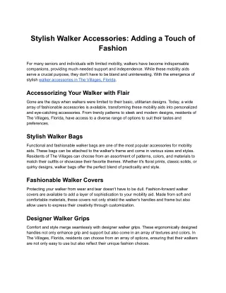 Stylish Walker Accessories: Adding a Touch of Fashion